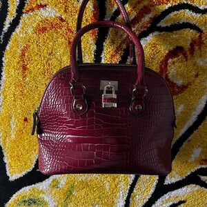 Call It Spring Burgundy Croc-Embossed Satchel
